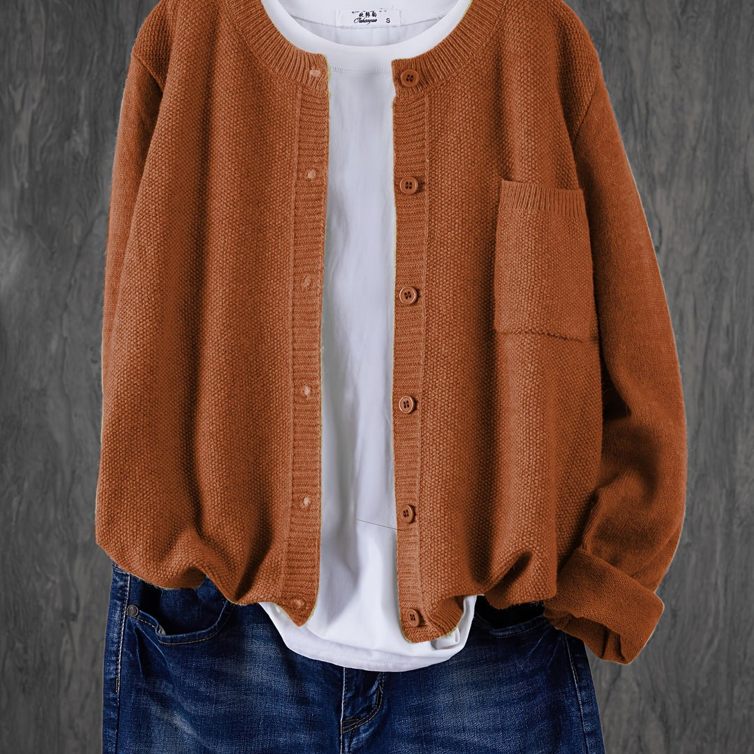 Eleganter Cardigan mit Knöpfen in Hellbraun