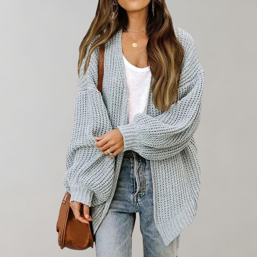 Eleganter Cardigan mit offener Front in Grau