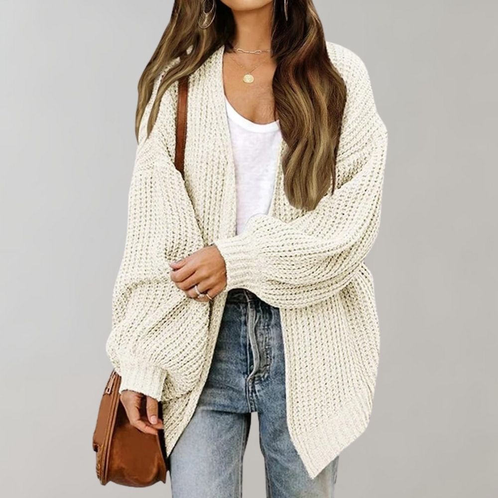 Eleganter Cardigan mit offener Front in Weiß