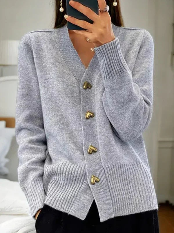 Eleganter Cardigan Strickjacke in Grau