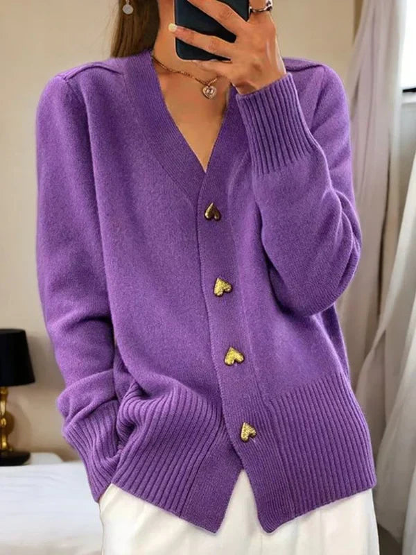 Eleganter Cardigan Strickjacke in Lila