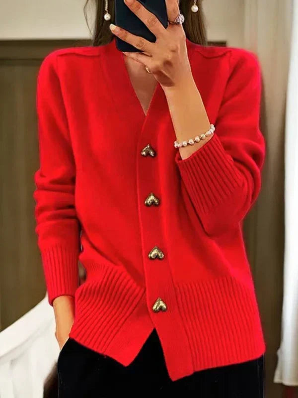 Eleganter Cardigan Strickjacke in Rot
