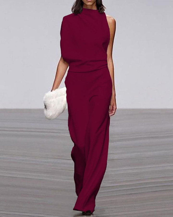 Eleganter Damen-Jumpsuit mit Weitem Bein für Hochzeiten in Dunkelrot