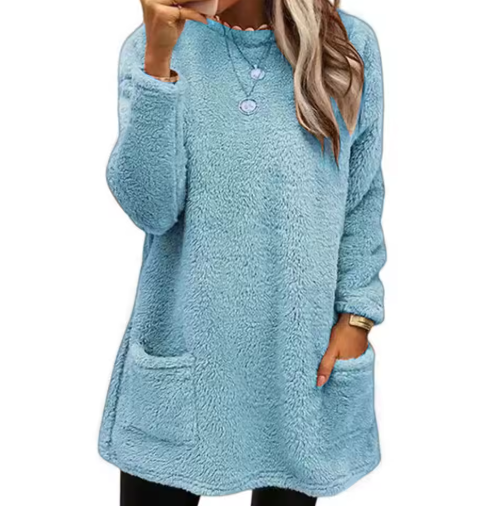 Eleganter Damen Longline Pullover für Herbst in Blau