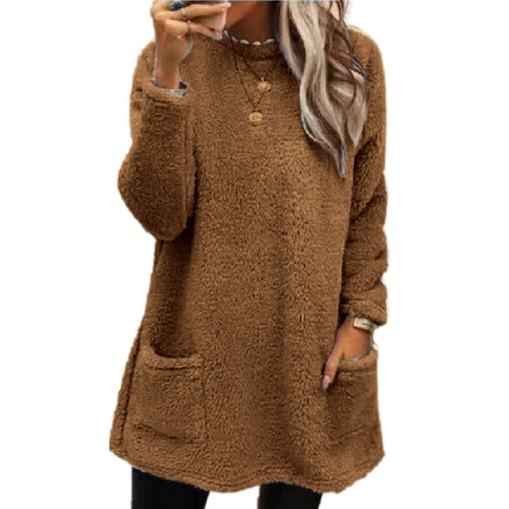 Eleganter Damen Longline Pullover für Herbst in Khaki