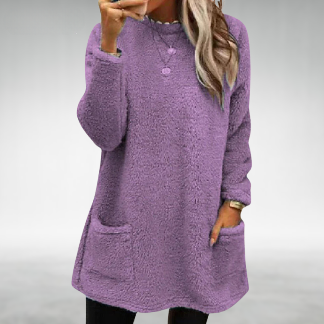 Eleganter Damen Longline Pullover für Herbst in Lila