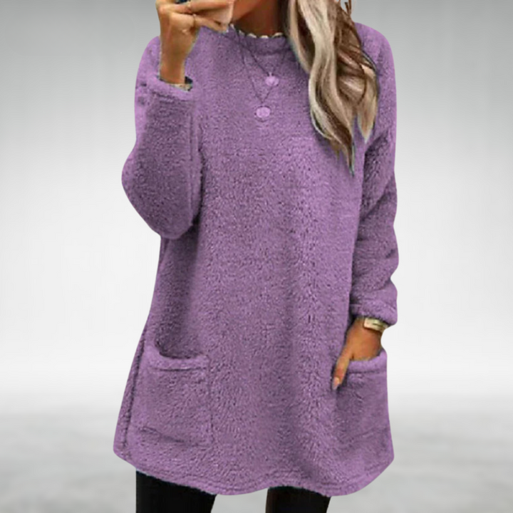 Eleganter Damen Longline Pullover für Herbst in Lila