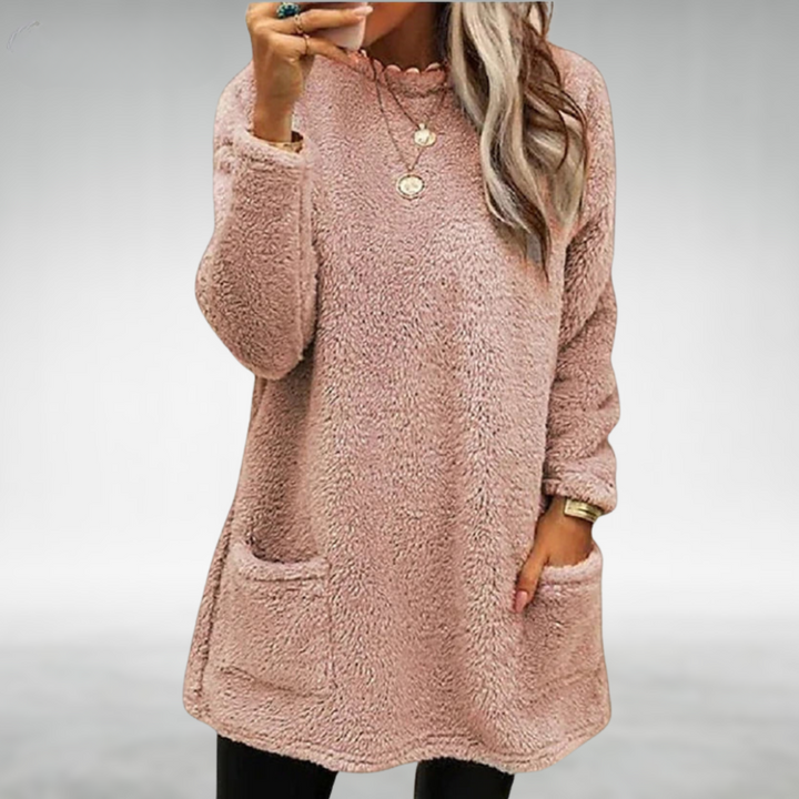 Eleganter Damen Longline Pullover für Herbst in Rosa