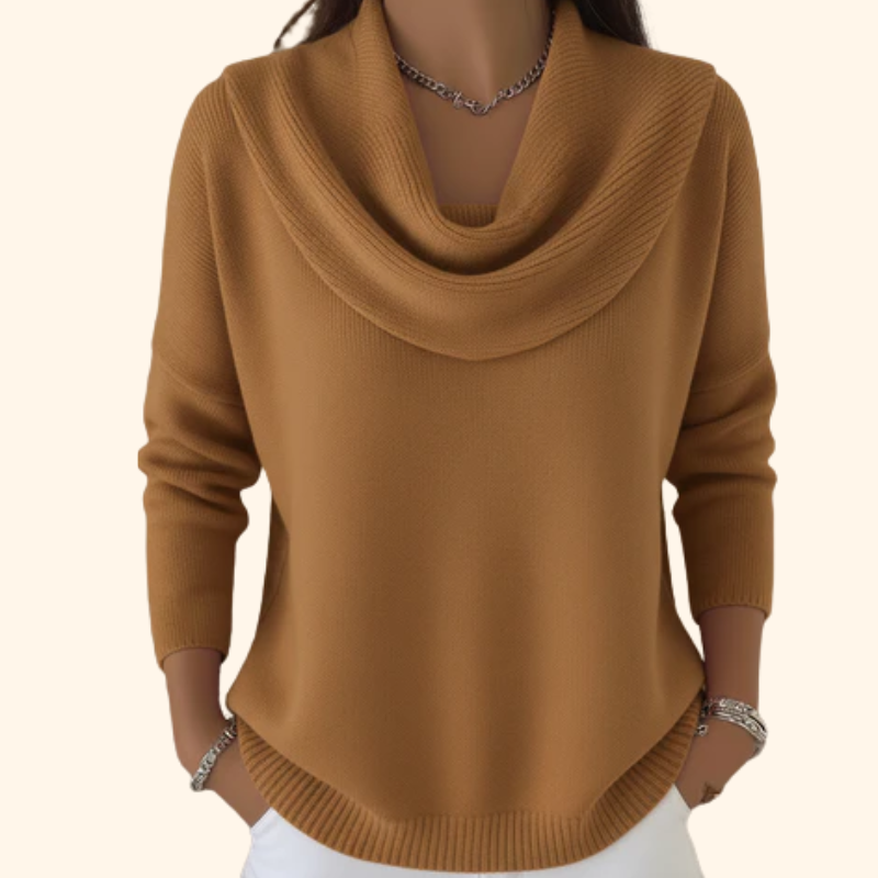 Eleganter Damen Pullover im Lagenlook in Braun
