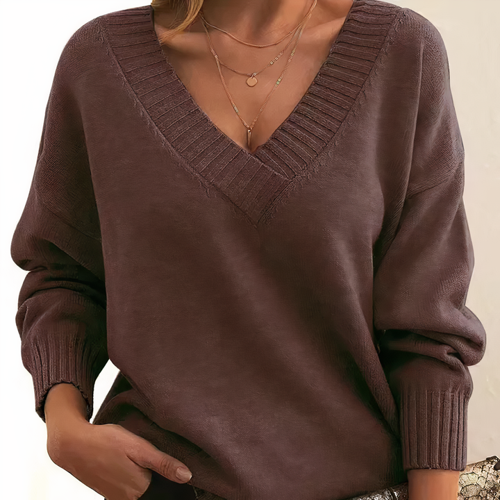 Eleganter Damen Sweatshirt aus Kaschmir in Braun