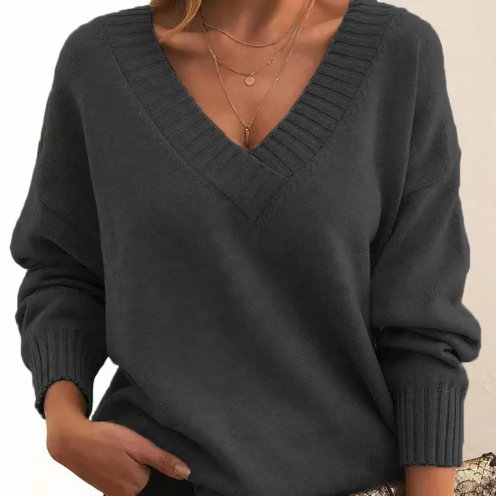 Eleganter Damen Sweatshirt aus Kaschmir in Dunkelgrau
