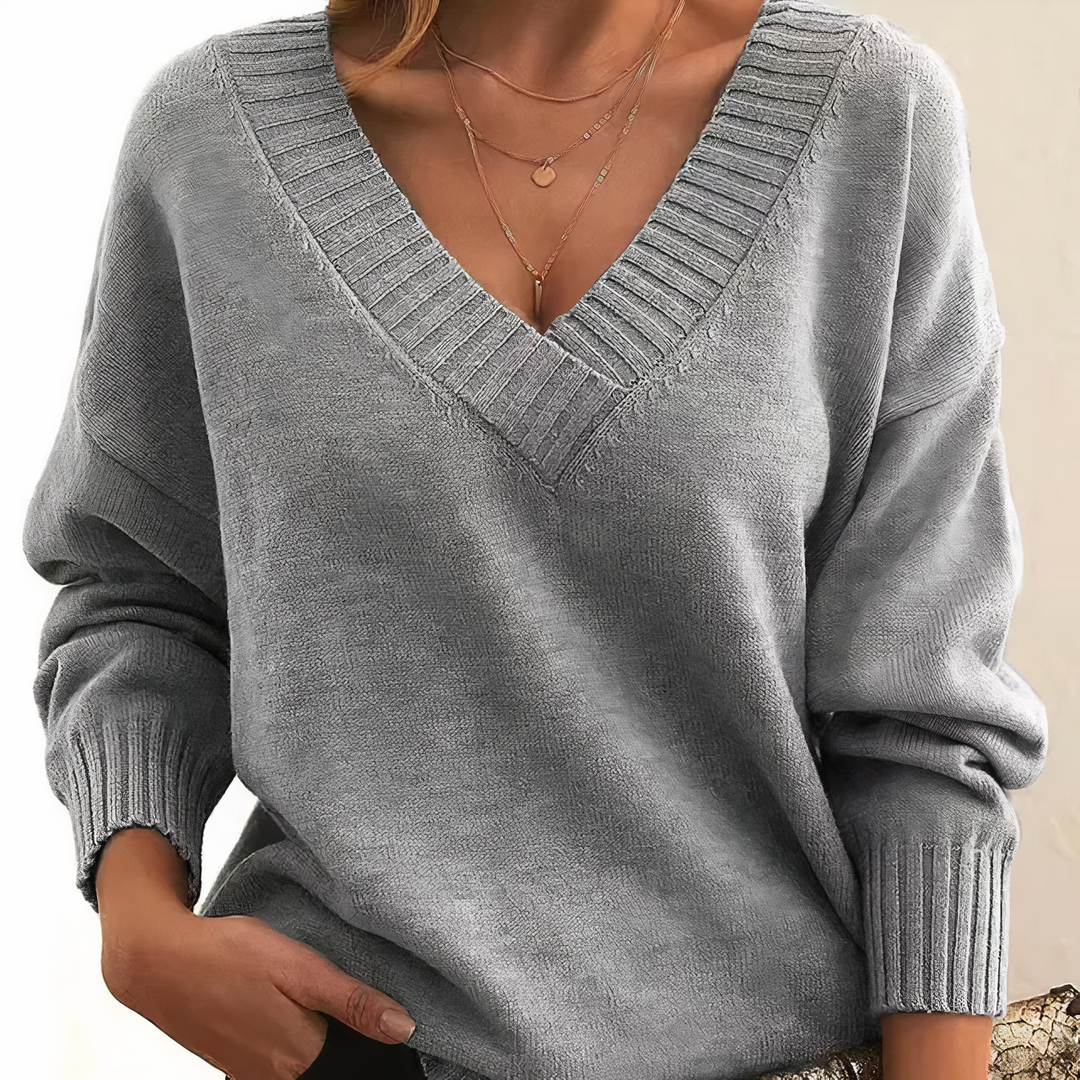 Eleganter Damen Sweatshirt aus Kaschmir in Grau