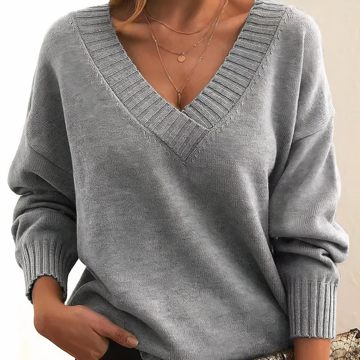 Eleganter Damen Sweatshirt aus Kaschmir in Grau