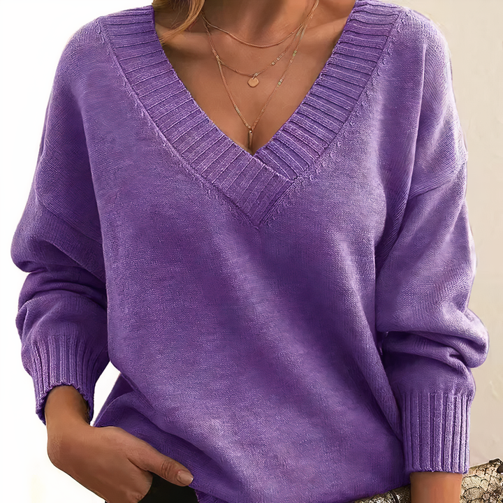 Eleganter Damen Sweatshirt aus Kaschmir in Lila