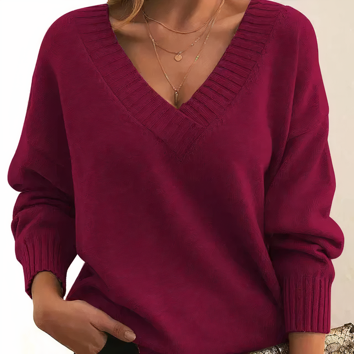 Eleganter Damen Sweatshirt aus Kaschmir in Rot