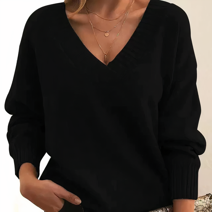 Eleganter Damen Sweatshirt aus Kaschmir in Schwarz