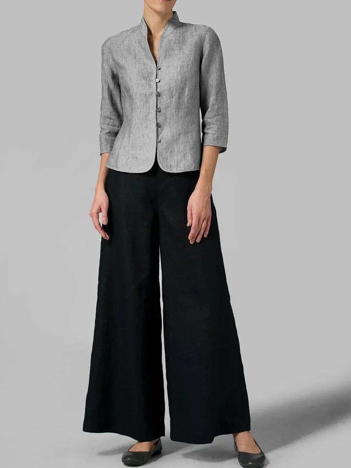 Eleganter Damen Trenchcoat aus Leinen in Grau