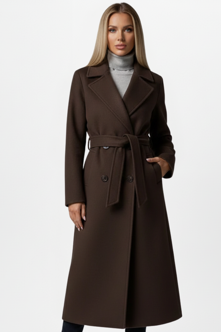 Eleganter Damen Trenchcoat im klassischen Schnitt in Chocolate Brown