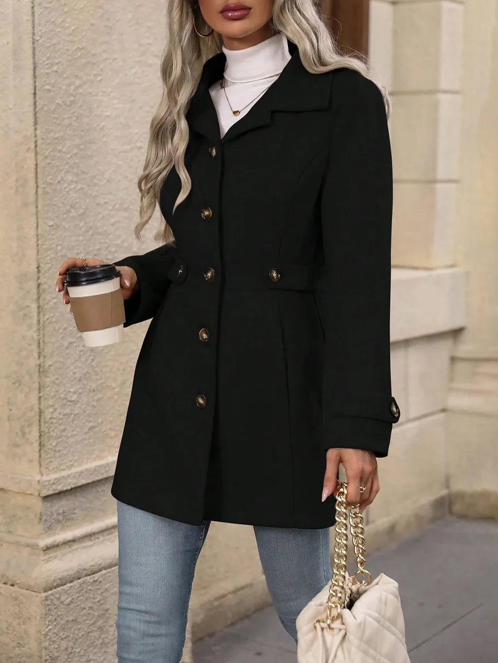 Eleganter Damen Trenchcoat mit Gürtel für Herbst (20)