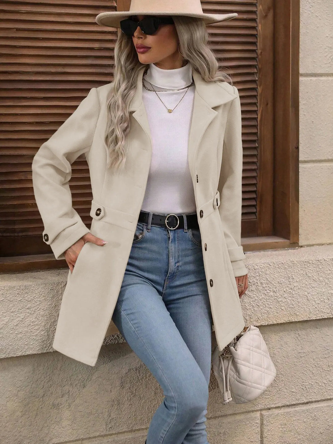Eleganter Damen Trenchcoat mit Gürtel für Herbst (6)