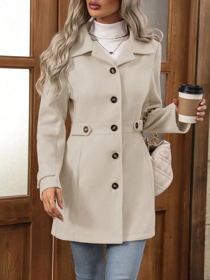 Eleganter Damen Trenchcoat mit Gürtel für Herbst in Apricot