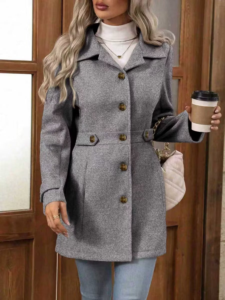 Eleganter Damen Trenchcoat mit Gürtel für Herbst in Grau