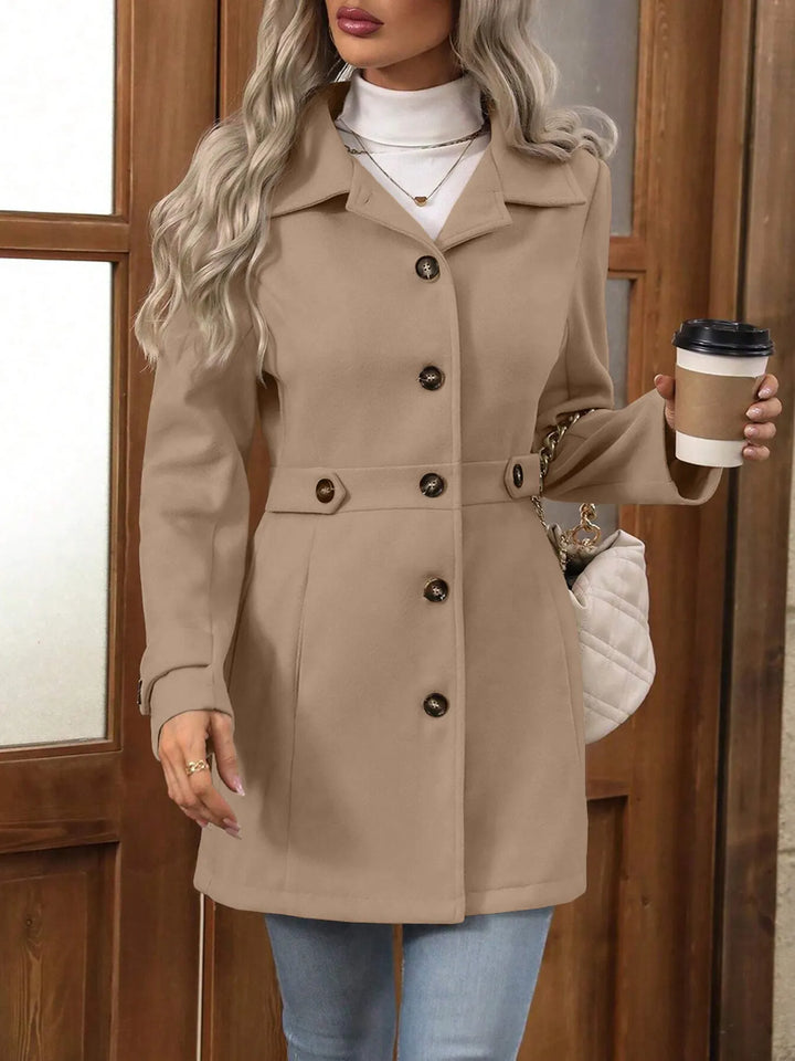 Eleganter Damen Trenchcoat mit Gürtel für Herbst in Khaki