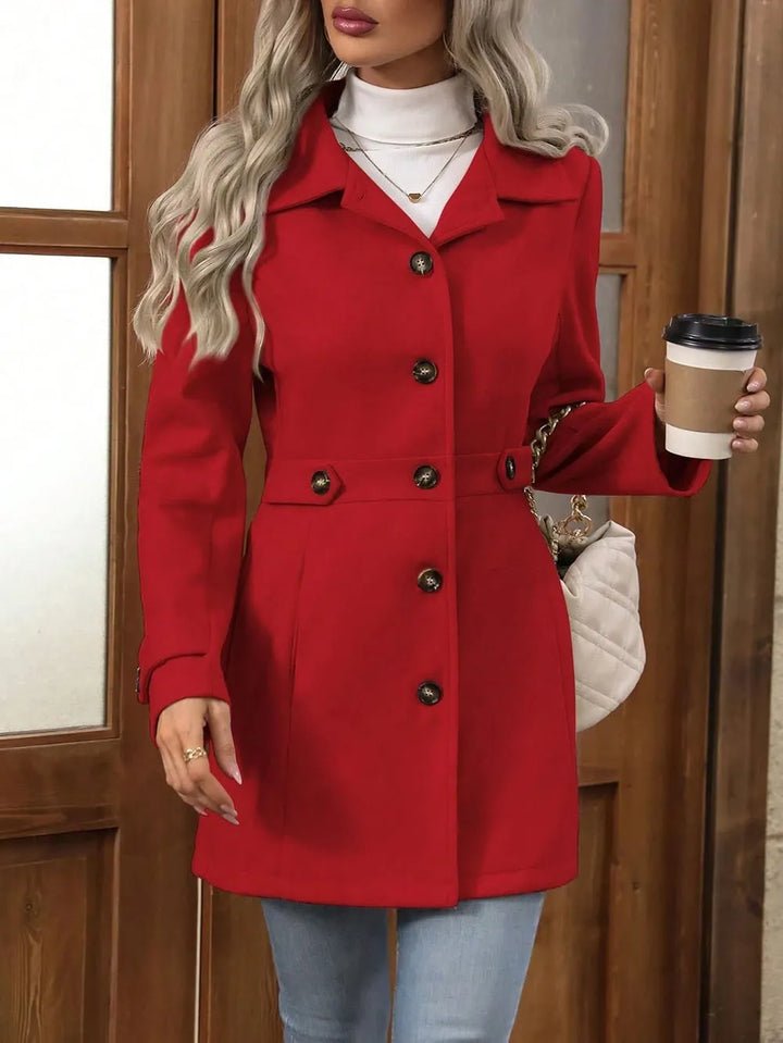 Eleganter Damen Trenchcoat mit Gürtel für Herbst in Rot