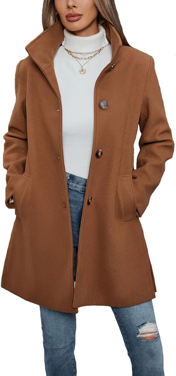 Eleganter Damen Wintermantel A-Linie in Braun
