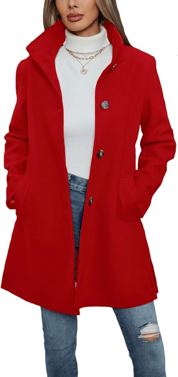 Eleganter Damen Wintermantel A-Linie in Rot