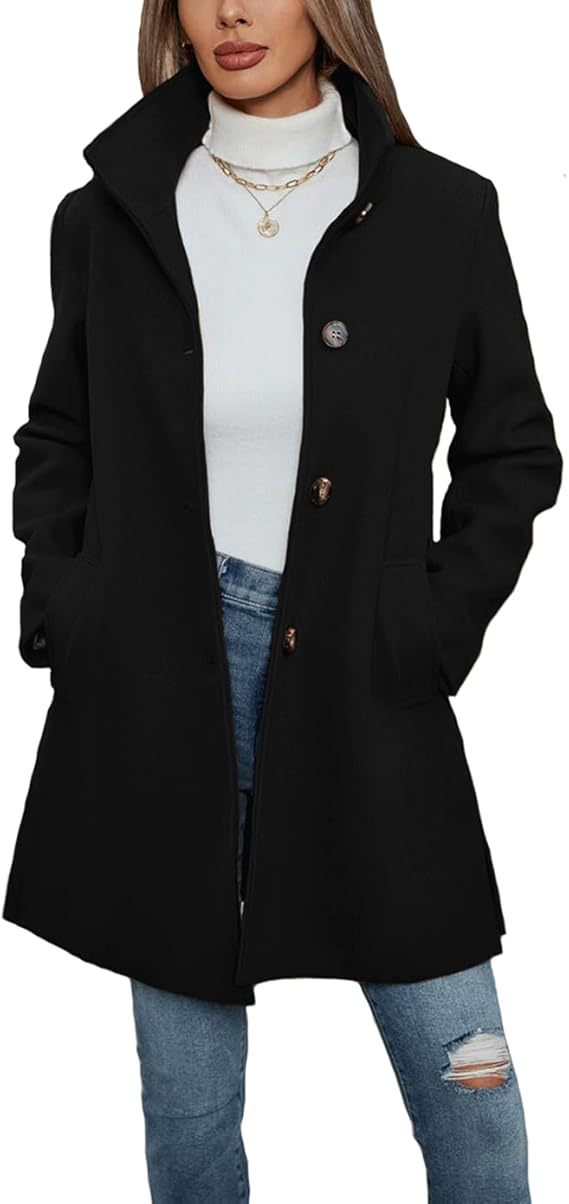 Eleganter Damen Wintermantel A-Linie in Schwarz