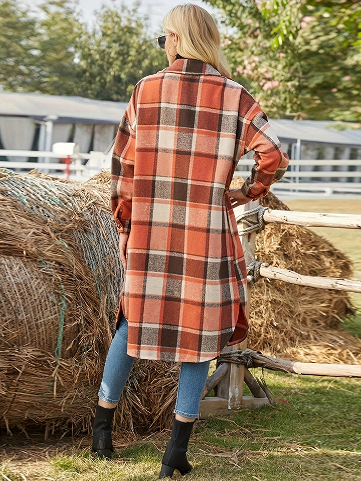 Eleganter Damen Wintermantel mit Karomuster (11)