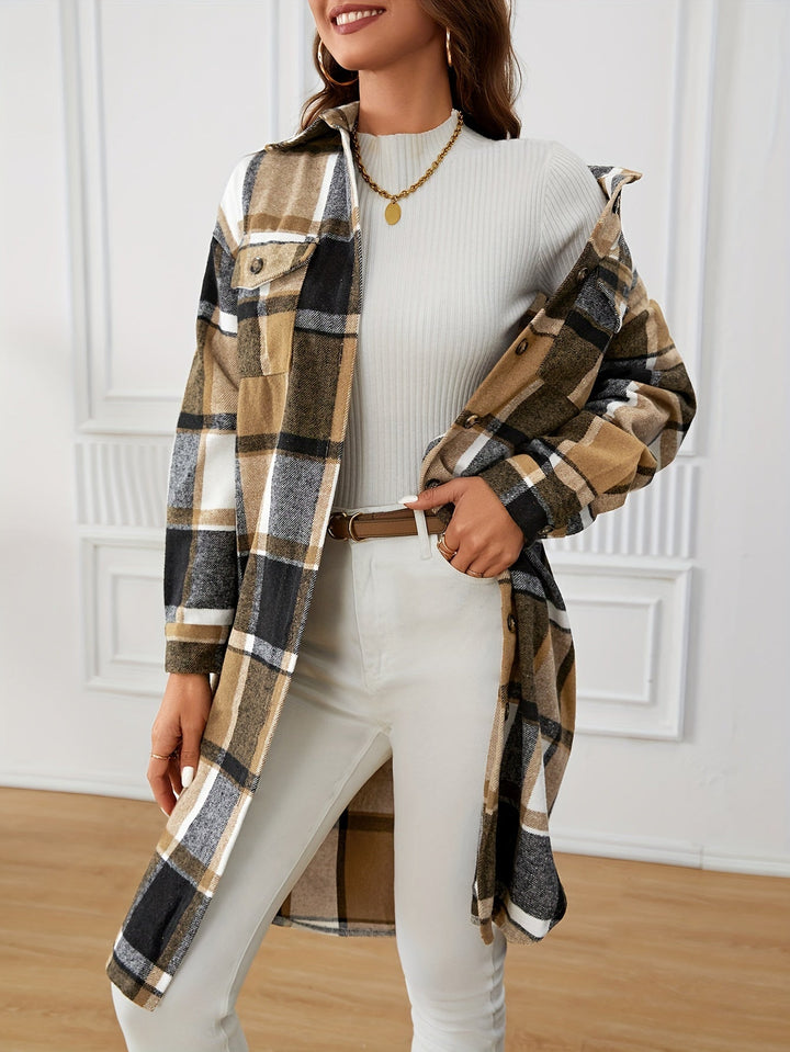 Eleganter Damen Wintermantel mit Karomuster (5)