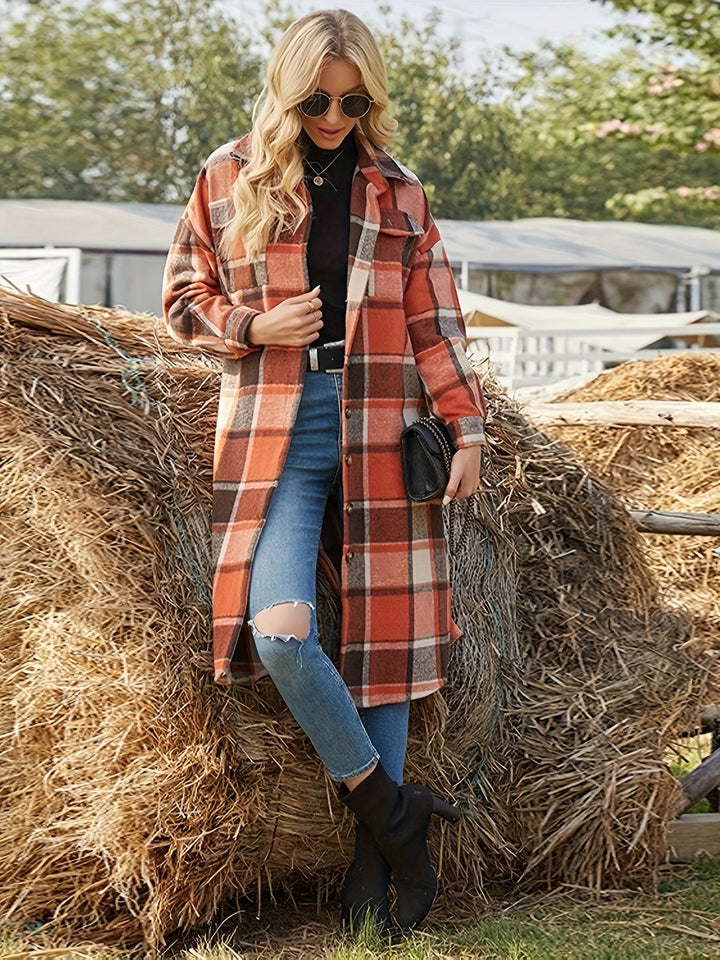 Eleganter Damen Wintermantel mit Karomuster (8)