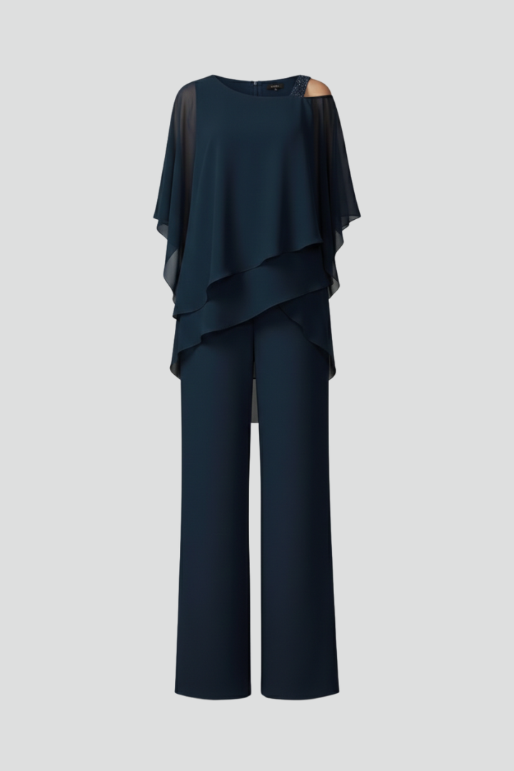 Eleganter fließender Damen Jumpsuit Wide-Leg