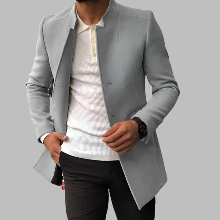 Eleganter Herren Mantel mit schlanker Passform in Grau