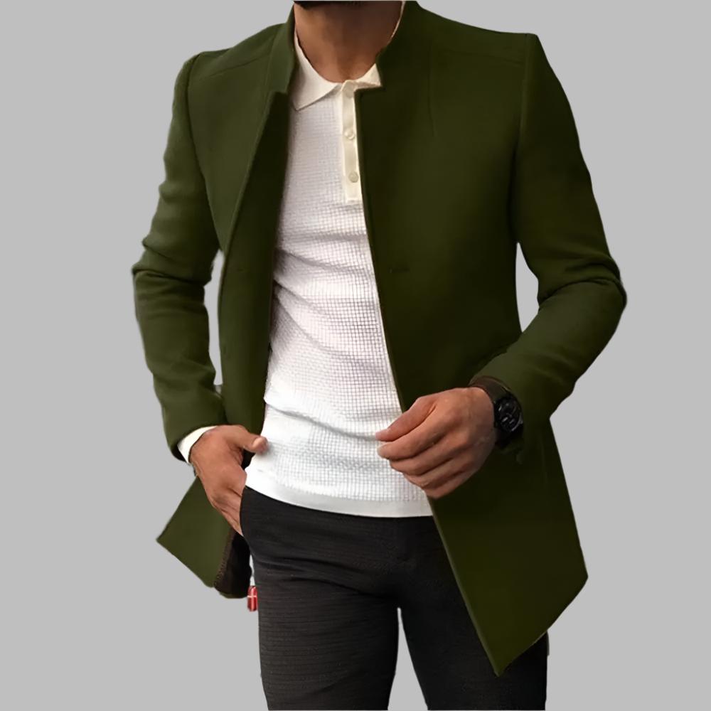Eleganter Herren Mantel mit schlanker Passform in Grün