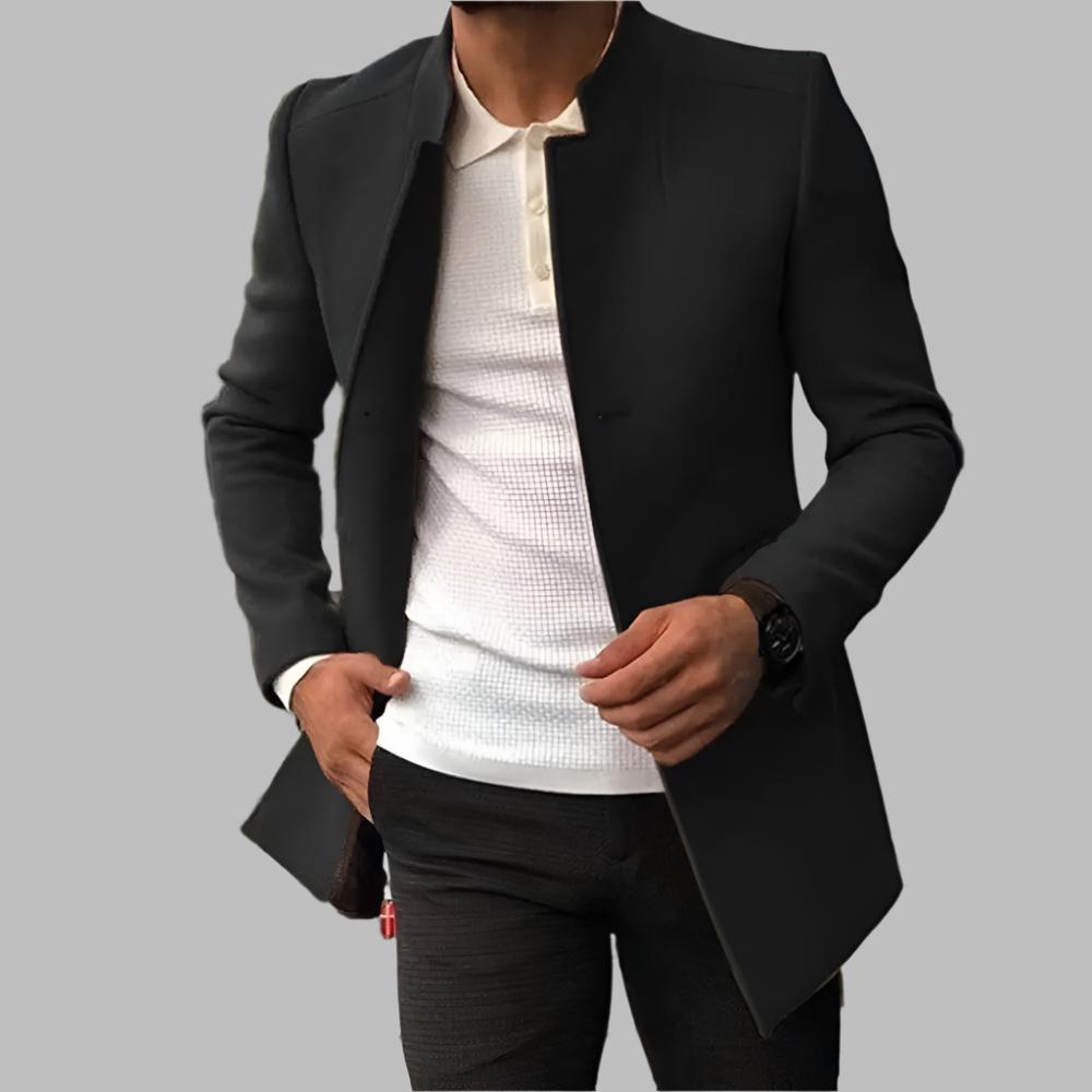 Eleganter Herren Mantel mit schlanker Passform in Schwarz
