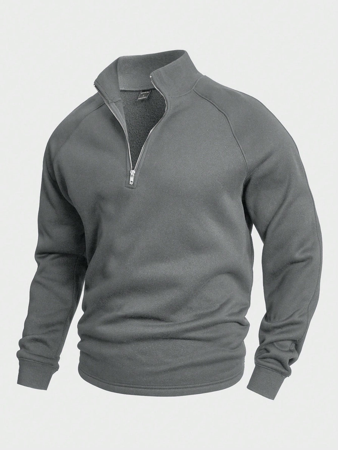 Eleganter Herren Pullover mit Stehkragen und Reißverschluss in Grau