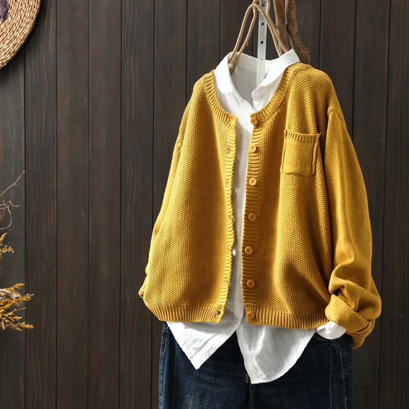 Eleganter Komfort-Cardigan für den Alltag in Erdgelb