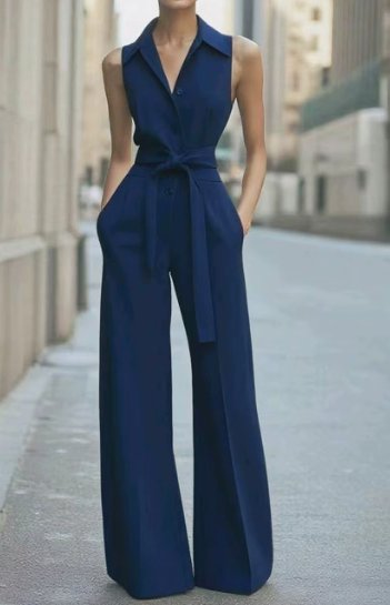 Eleganter langer Damen Jumpsuit für Hochzeiten in Marineblau