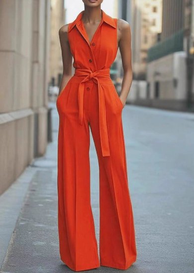 Eleganter langer Damen Jumpsuit für Hochzeiten in Orange