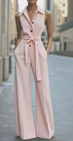 Eleganter langer Damen Jumpsuit für Hochzeiten in Rosa