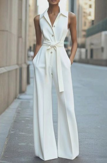 Eleganter langer Damen Jumpsuit für Hochzeiten in Weiß