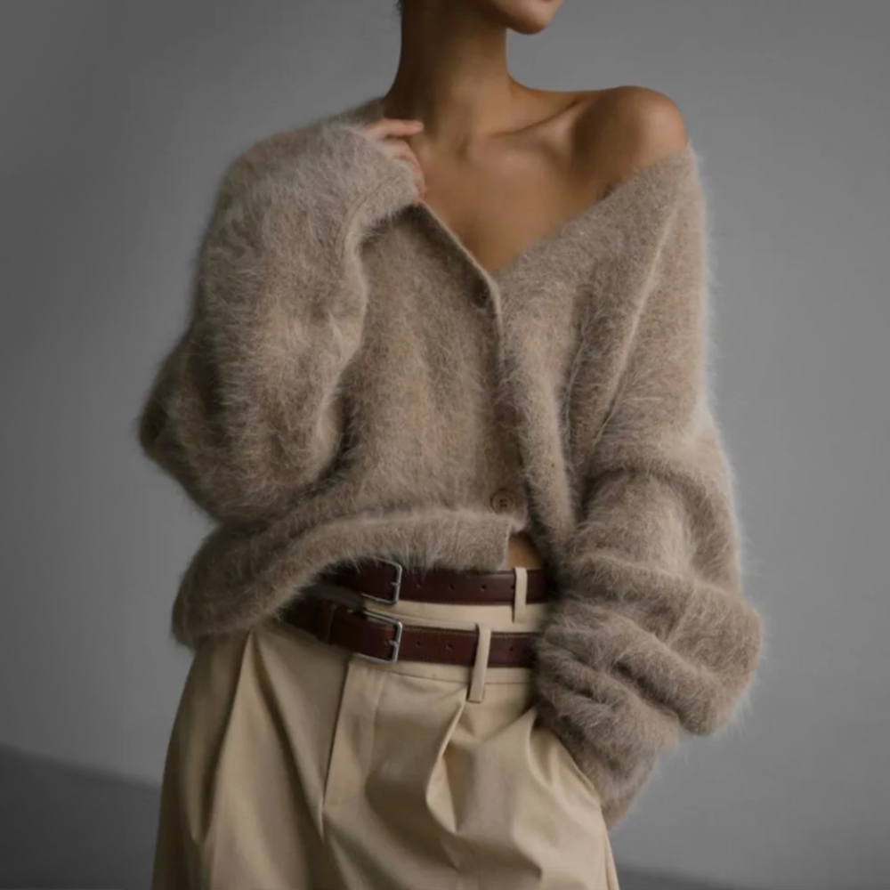 Eleganter Oversized Cardigan in Braun