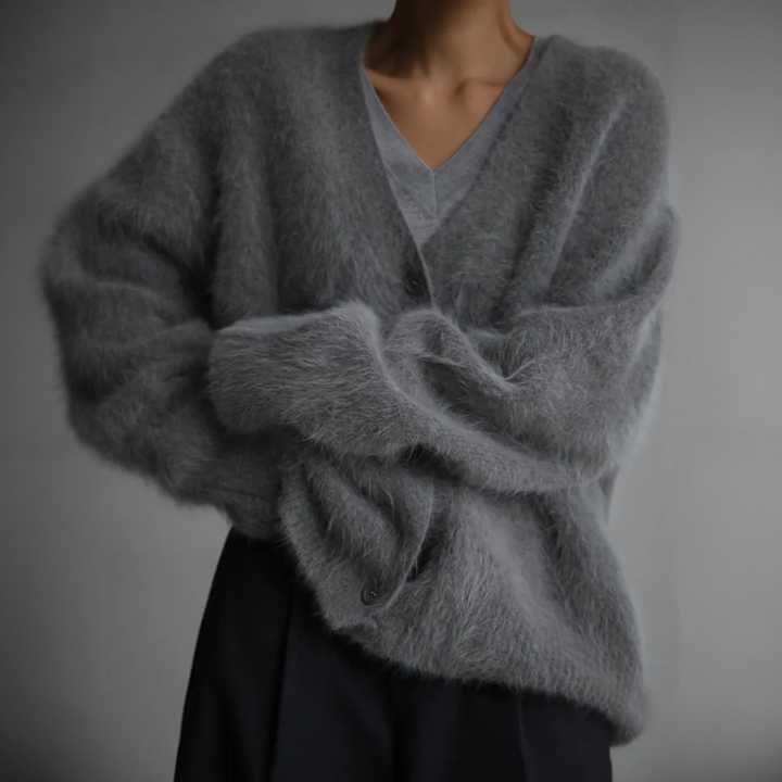 Eleganter Oversized Cardigan in Dunkelgrau