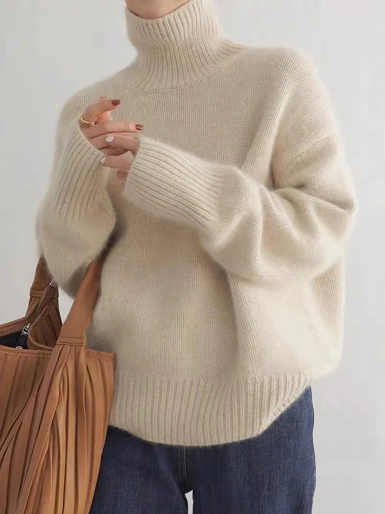 Eleganter Zeitloser Damen Pullover in Beige
