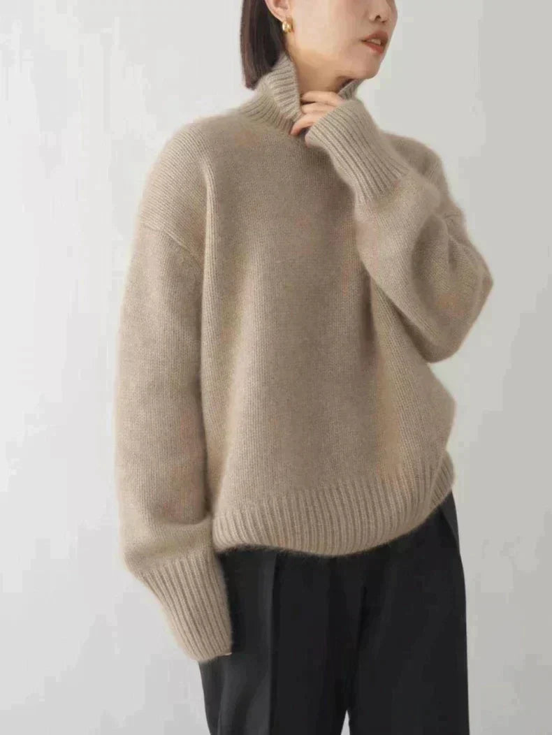 Eleganter Zeitloser Damen Pullover in Khaki 1