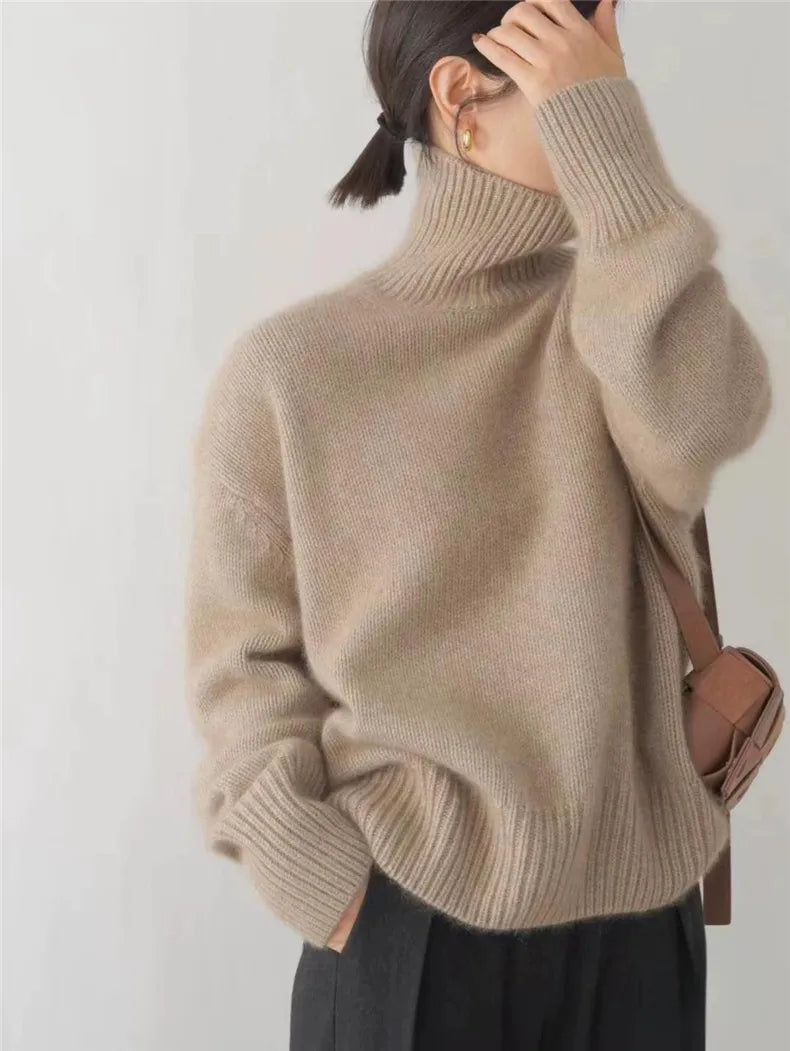 Eleganter Zeitloser Damen Pullover in Khaki 2