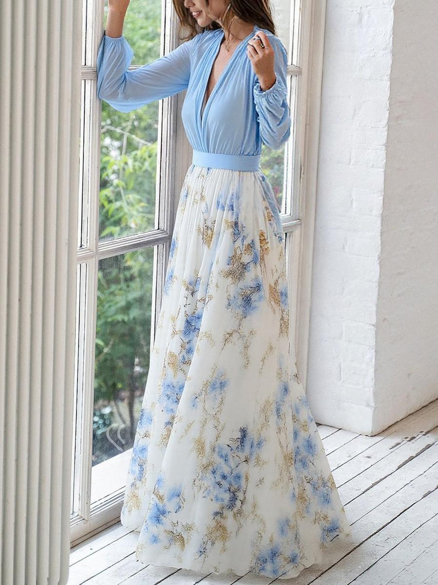 Elegantes Blumenmuster Maxikleid für Hochzeitsgäste im Herbst (2)